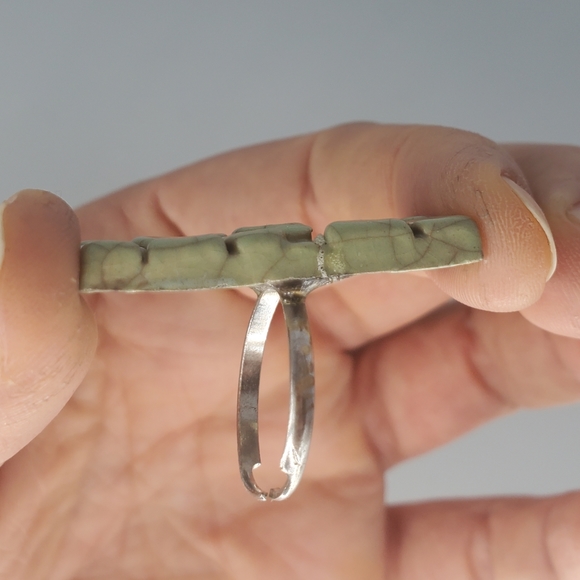 Green Lego Like Unique Ring and Green Silicone Bracelet Set - Picture 5 of 10